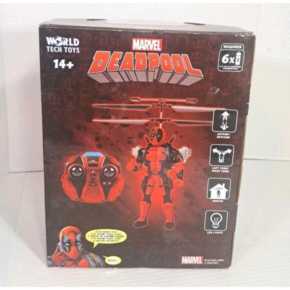 Marvel Deadpool RC Jetpack Flying Figure IR Helicopter World Tech Toys MCU NEW - Picture 4 of 8